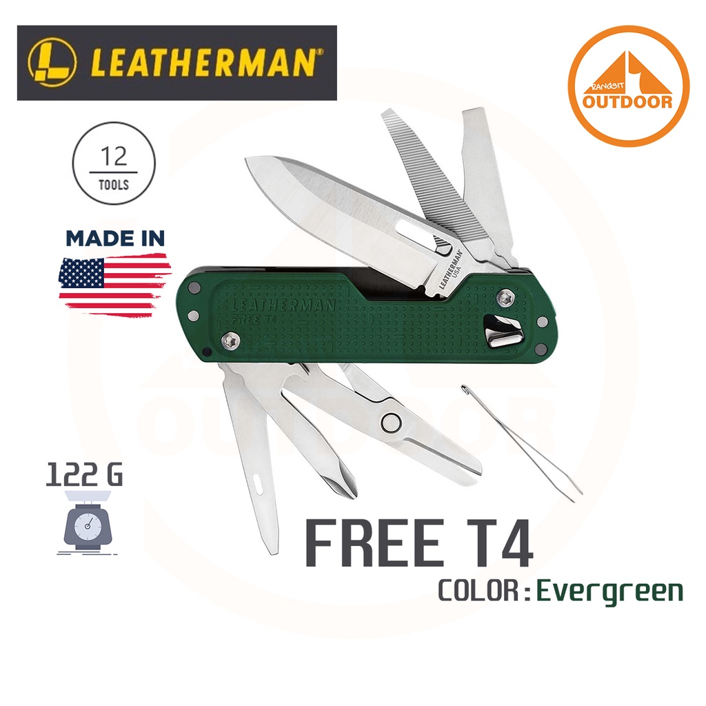Leatherman FREE T4 #Evergreen | Multi Tool Stainless | 12 Tools เครื่องมือพับอเนกประสงค์