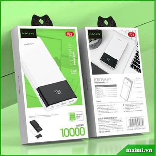 แบตสำรอง แท้ 100% MAIMI p23 Power Bank 10000mAh แบตมือถือ แบตสำรองของแท้ แบตเตอรี่สำรอง  แท้ ไฟแสดงสถานะเป็นดิจิตอล