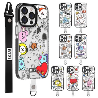 🇰🇷【 Korean Phone Case 】 BT21 Smart Tab Transparent Line Case Made in Korea Compatible for iPhone Samsung Galaxy