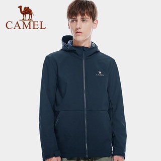 Camel เสื้อแจ็กเก็ต ผ้าฟลีซ แบบนิ่ม กันน้ํา กันลม ให้ความอบอุ่น สําหรับผู้ชาย