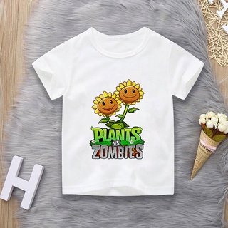 เสื้อยืด พิมพ์ลายการ์ตูนเกม Plant Vs Zombies สําหรับเด็กผู้ชาย ผู้หญิง อายุ 3-13 ปี