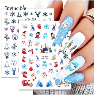 1 Sheets Christmas Nail Decals/ Cartoon 3D Snowflakes Adhesive Nail Sticker