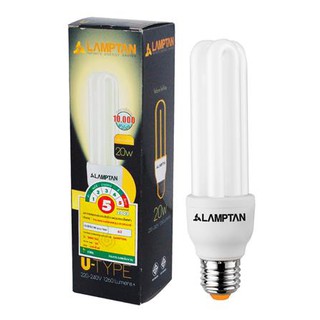 อุปกรณ์เพิ่มความสว่าง หลอดประหยัด LAMPTAN U-TYPE MT 20 วัตต์ WARMWHITE