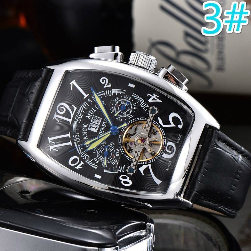 Franck-muller ใหม่ นาฬิกาข้อมืออัตโนมัติ สายหนัง ปฏิทิน สไตล์นักธุรกิจ หรูหรา สําหรับผู้ชาย