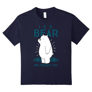 cn we bare bears ice bears เสื้อยืดลําลองสําหรับผู้ชายแขนสั้นสีน้ําเงิน