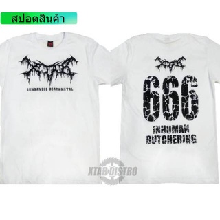 【100% cotton】เสื้อยืด XTAB สีขาว - 666 INHUMAN BUTCHERING / XTAB DISTRO 666