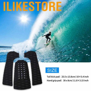 Ilikestore 3pcs EVA Surfing Board Tail Pads Surfboard Deck Grips Traction Surf Longboard Anti Slip Pad for Kayak Fishing Boat