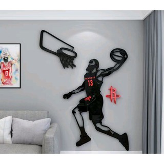 home decorate สติ๊กเกอร์ภาพนักบาส NBA ติดผนัง สติกเกอร์อะคริลิก3D อะคริลิคติดผนัง ของตกแต่งผนังDIY