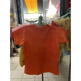 เสื้อไทย ผ้าโทเร สีส้ม ผู้ใหญ่ ไซส์ SS - XXL