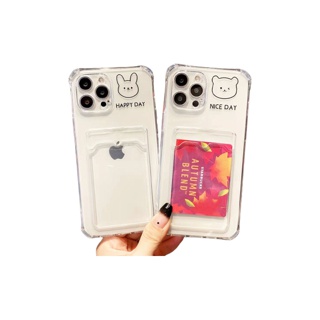 เคสมือถือ เคส iPhone กันกระแทกเคสใส่บัตร เคสซิลิโคนใส เคสใสทรงสี่เหลี่ยม7/8/6 12/12pro 11/13 /13promax เคสใส่บัตร#420