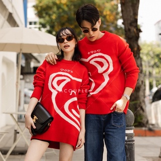 เสื้อกันหนาวไหมพรม คู่รัก ลายน้องหมีคู่กัน ชุดถ่ายPrewedding ชุดคู่ใส่หน้าหนาว จั้มเปอร์ กันหนาว ชุดคู่รัก VSM #8077-1