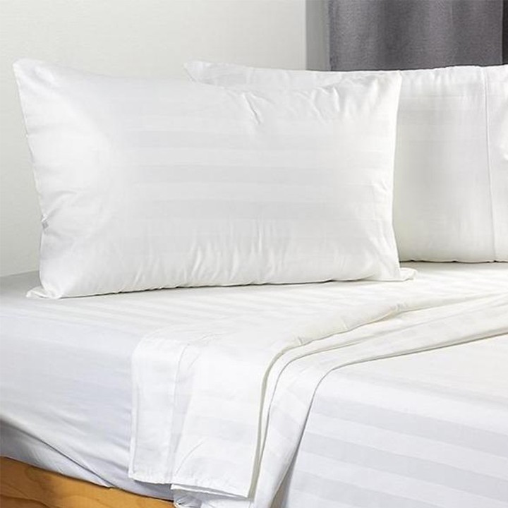 RIOTEX Hotel S1 ชุดผ้าปูที่นอนผ้าฝ้ายลายทางสีขาว 3 ขนาด 1m/m2/m4/m6/m8/2m2 - 2T