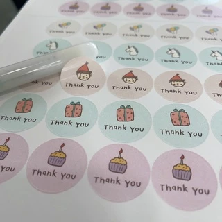 สติกเกอร์ Thank You สติกเกอร์ขอบคุณ สีพาสเทล สติกเกอร์ติดขนม สติกเกอร์กันน้ำ ฉลากสินค้าสำเร็จรูป สติกเกอร์ไดคัท [No.S4]