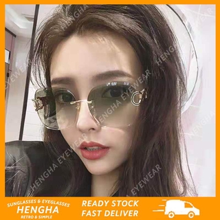 【HENGHA】COD แว่นตากันแดด ไร้กรอบ ทรงสี่เหลี่ยม ขนาดใหญ่ สีแคนดี้ แฟชั่นสไตล์เกาหลี สําหรับผู้หญิง