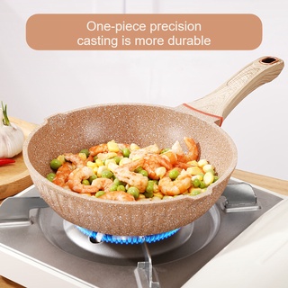 ✠Thickened Frying Pot Maifan Stone Non Stick Pan Wok  Kitchen Cooking Gas Induction Cooker Gas Stove Applicable Cookware