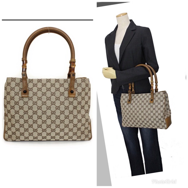 Gucci GG canvas bamboo tote
