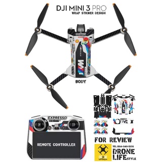 สติ๊กเกอร์โดรนกันรอย DJI mini 3 pro  : 3M เกรด AAA (Full body,Remote,battery),