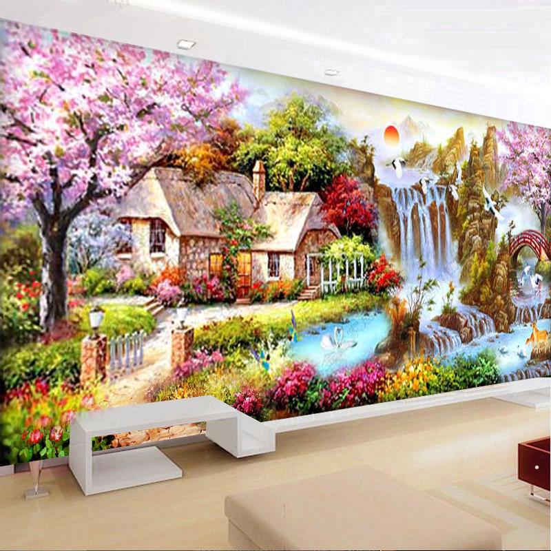 QIANZEHUI,DIY Diamond Embroidery,Round Diamond Dream home Full 5D Diamond painting cross stitch,needlework