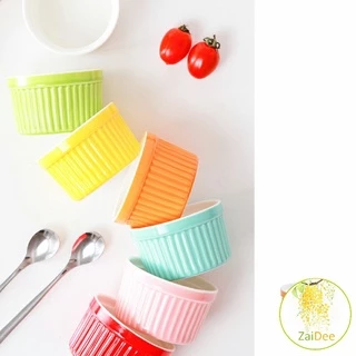 ถ้วยพุดดิ้ง สีสันแคนดี้ ชามเซรามิค ทนต่ออุณหภูมิสูง ชามไข่นึ่ง ถ้วยซุป Baking mold