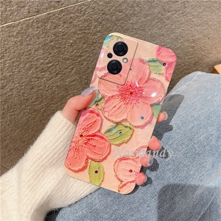 เคสโทรศัพท์ Handphone Case OPPO Reno 8 8Z 8Pro 7 7Z 7Pro 6 6Z 6Pro Z Pro A57 A77 5G 4G 2022 Romantic Peach Blossom Fashion Rhinestones Blu-ray Casing TPU Soft Case Shockproof Protection Cover เคส