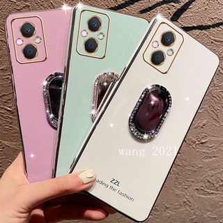 Casing เคส OPPO Reno8 T / Reno 8 T 5G Reno 7 Z 5G 4G Reno7 Pro Phone Case Multicolor Soft Back Cover with Luxury Rhinestone Mirror Phone Holder เคสโทรศัพท