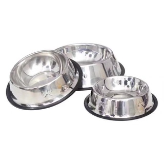 TOP A3 15-34 ซม.ชามอาหารสัตว์เลี้ยง สเตนเลส ชามอาหารหมา ชามอาหารแมว Pet Stainless Dog Bowl WAN