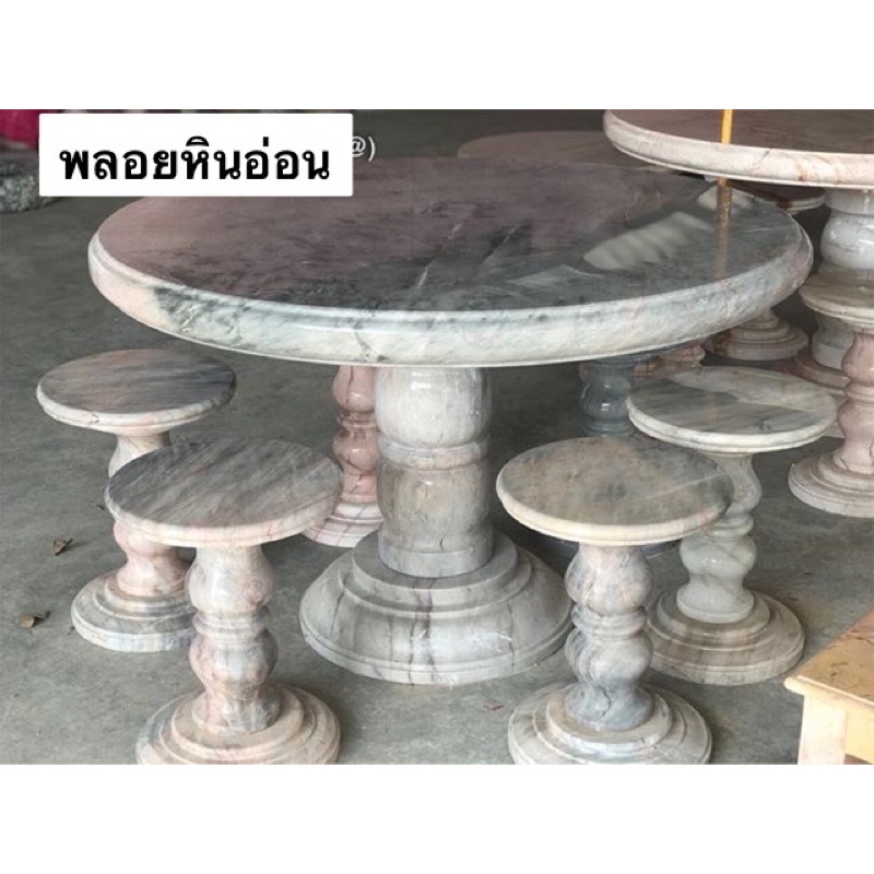 โต๊ะกินข้าวหินอ่อนแท้ ขนาด 120 ซม หินอ่อนแท้100% หินอ่อนสีเทา มีบริการส่งทั่วประเทศ