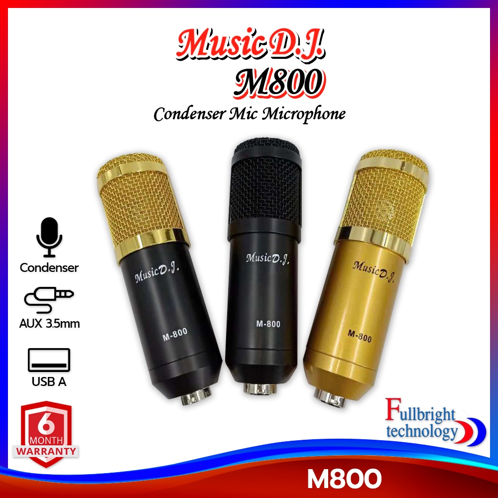 ชุดไมค์คอนเดนเซอร์ Music D.J. รุ่น M800 Condenser Mic Microphone รับประกันศูนย์ 6 เดือน