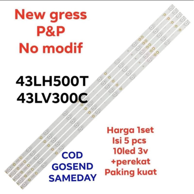 LED BACKLIGHT BL TV Lg 43LH500 43LH500T 43lv300 43lv300c 10LED 3V