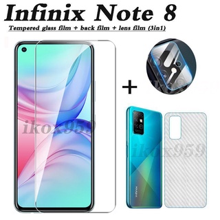 infinix note10 pro  ฟิล์มกระจกนิรภัย + ฟิล์มกระจกนิรภัย + เลนส์กล้องสําหรับ Note 8 Note 7 Hot10s Hot 10 10play 3in1