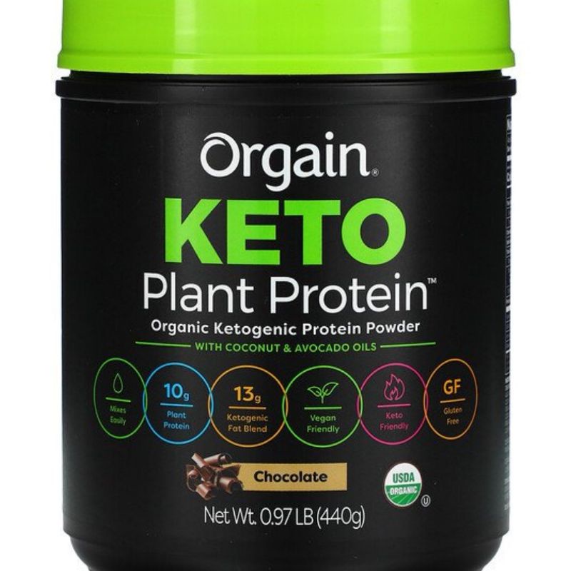 Orgain, Keto, Organic Plant Protein Powder, Chocolate, 0.97 lb (440 g)