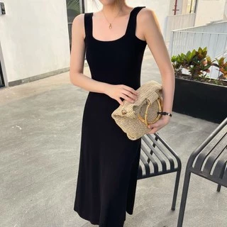 Cicishop(827-1)เดรสยาวผ้าไหมพรมknit ผ้าทองร่องใหญ่ยืดได้เยอะ ลุคเกาหลีมาก