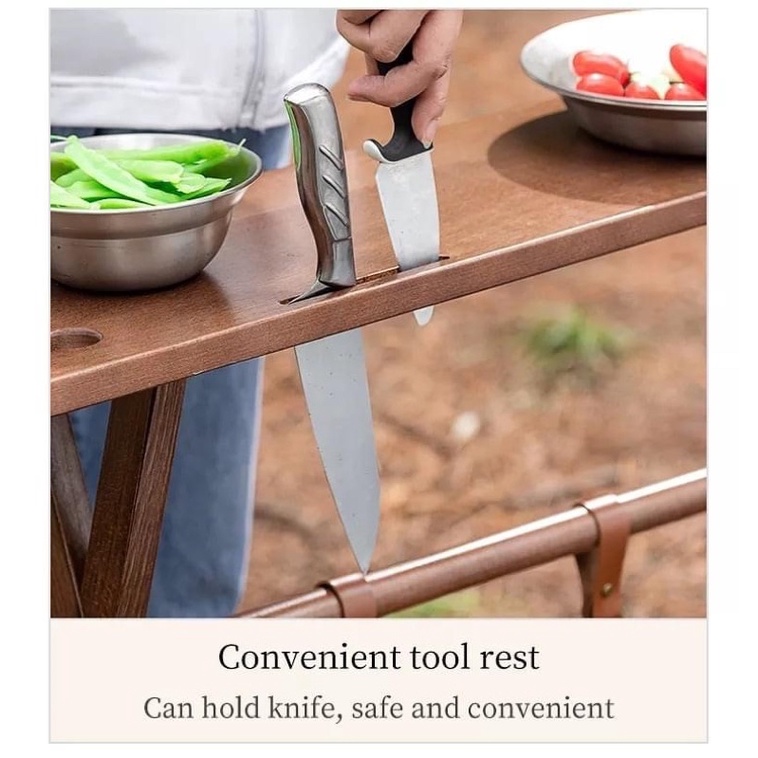โต๊ะแคมป์ปิ้งไม้แท้ Camping Table โต๊ะพกพา พร้อมกระเป๋าจัดเก็บโต๊ะ ...