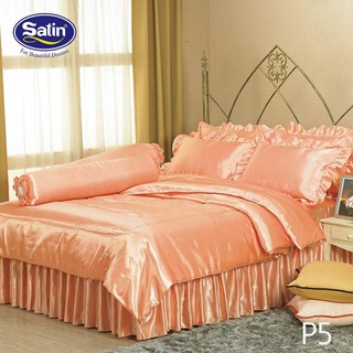 ผ้าแพรซาติน ผ้าปูที่นอนมีระบายชาย 5/6 ฟุต ไม่รวมนวม(Satin Silk Touch)