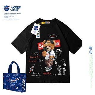 เสื้อยืดแขนสั้น พิมพ์ลายกราฟฟิติหมี Nasa nylee สําหรับผู้ชาย และผู้หญิง