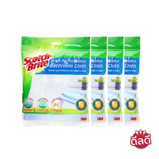 SCOTCH-BRITE สก๊อตช์ไบรต์ ผ้าไมโครไฟเบอร์สำหรับห้องน้ำ (ทั้งหมด 4 ชิ้น)