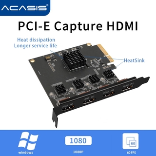 Acasis อะแดปเตอร์การ์ดวิดีโอ Hdmi Pcie 4 ช่อง 1080 P 60fps Obs Wirecast สำหรับไลฟ์