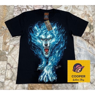 เสื้อหมาป่า เสื้อสกรีนเรืองแสงหน้าหลัง สกรีน3D งานแท้ งานเจาะจิว