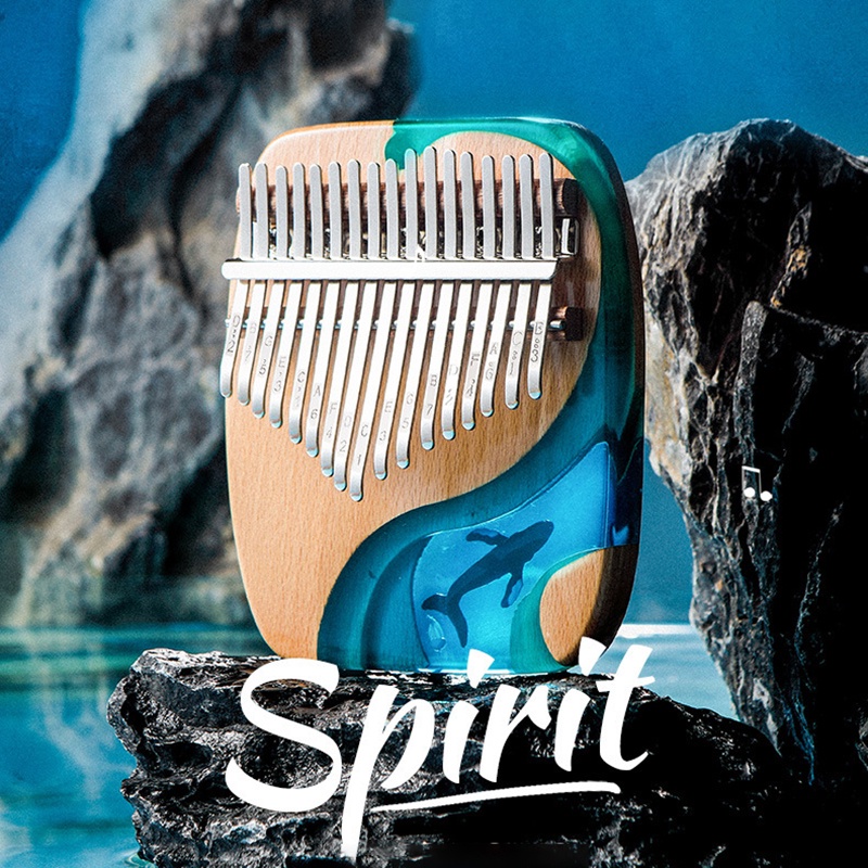 Kalimba Mbira 17 Keys Body Thumb Piano Wood Dolphin Mahogany Mbira