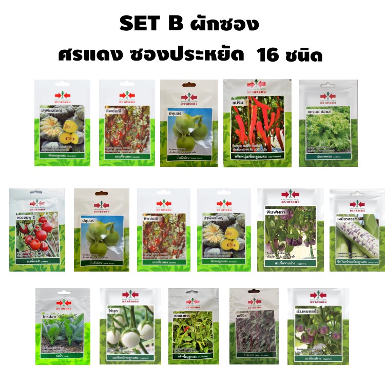 SORNDAENG SET B ผักซอง ศรแดง ซองประหยัด 16ชนิด เพิ่มลงรถเข็นได้เลย