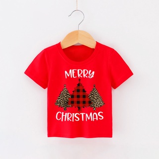 เสื้อยืด พิมพ์ลาย Merry Christmas แฟชั่นเด็ก