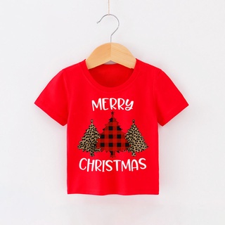 เสื้อยืด พิมพ์ลาย Merry Christmas แฟชั่นเด็ก