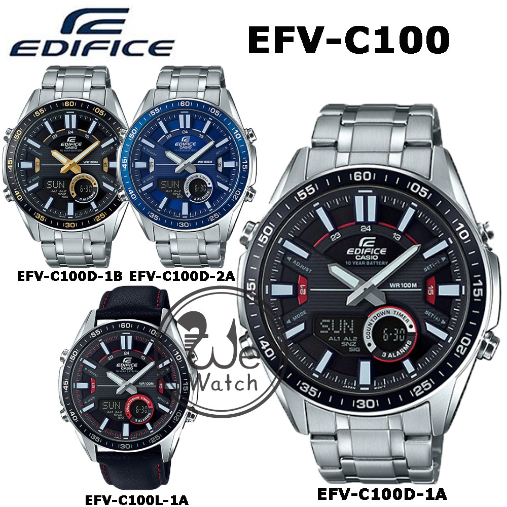 CASIO Edifice รุ่น EFV-C100 EFV-C110 นาฬิกาผู้ชาย แบตเตอรี่ 10 ปี 2 ระบบเข็มและดิจิตอล ประกัน CMG 1 ปี EVF EVFC100