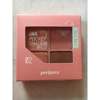 🌺PERIPERA อายแชโดว์พกพา 4 เฉดสี รุ่น INK POCKET SHADOW PALETTE#02 ONCE UPON A PINK