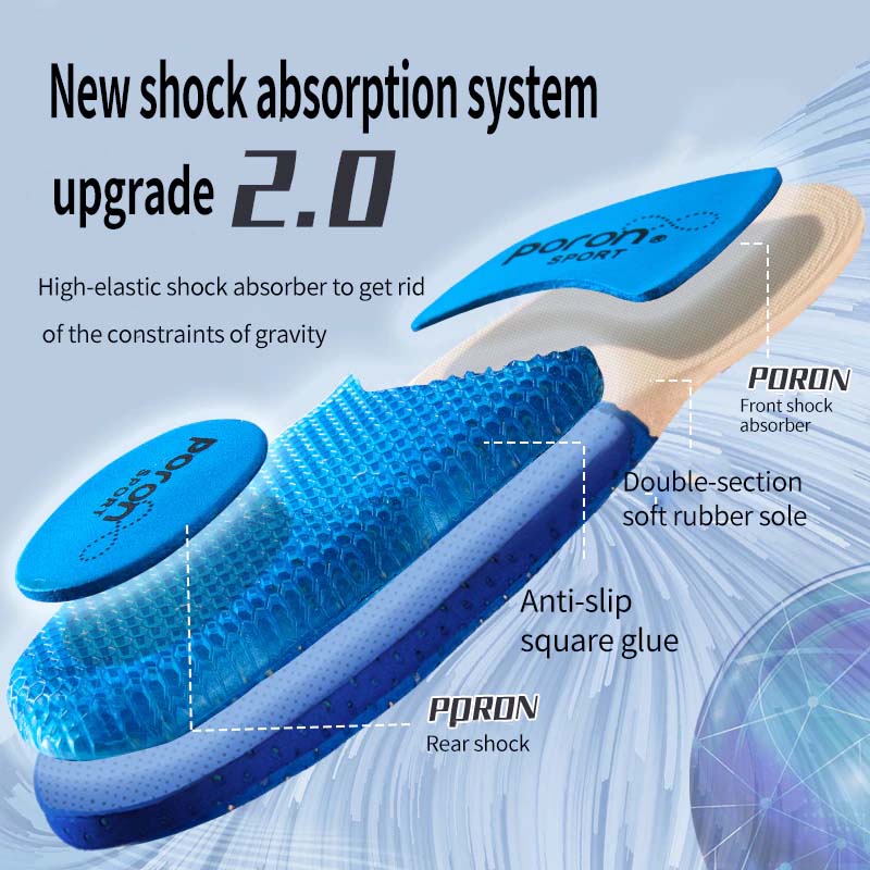 Poron Insole USA แผ่นเสริมรองเท้า ซัพพอร์ตแรงกระแทก สำหรับ เดิน-วิ่ง ออกกำลังกาย เล่นกีฬา Shock Absorption Breathable