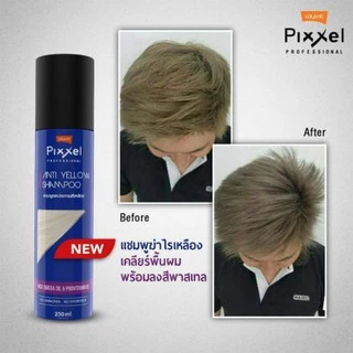 ☀แชมพู ลดประกายสีเหลือง บนเส้นผม โลแลน LOLANE PIXXEL ANTI YELLOW SHAMPOO ลดเม็ดสีเหลืองในเส้นผม เพื่อเตรียมทำ#สีโทนหม่น