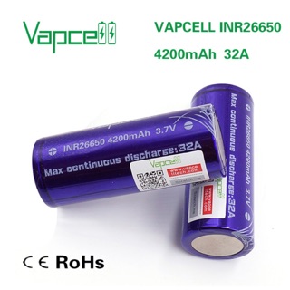 ถ่านชาร์จVapcell INR26650 4200mAh 32A (2ก้อน)ของแท้💯