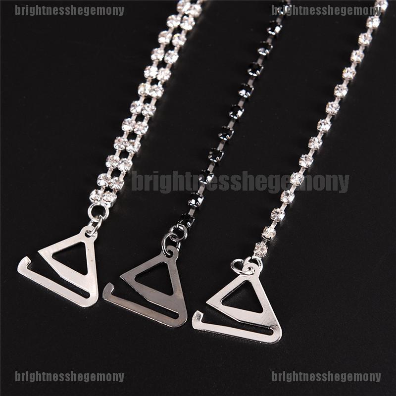 thro Women 1Set 12Row Clear Crystal Rhinestone Metal Bra Straps