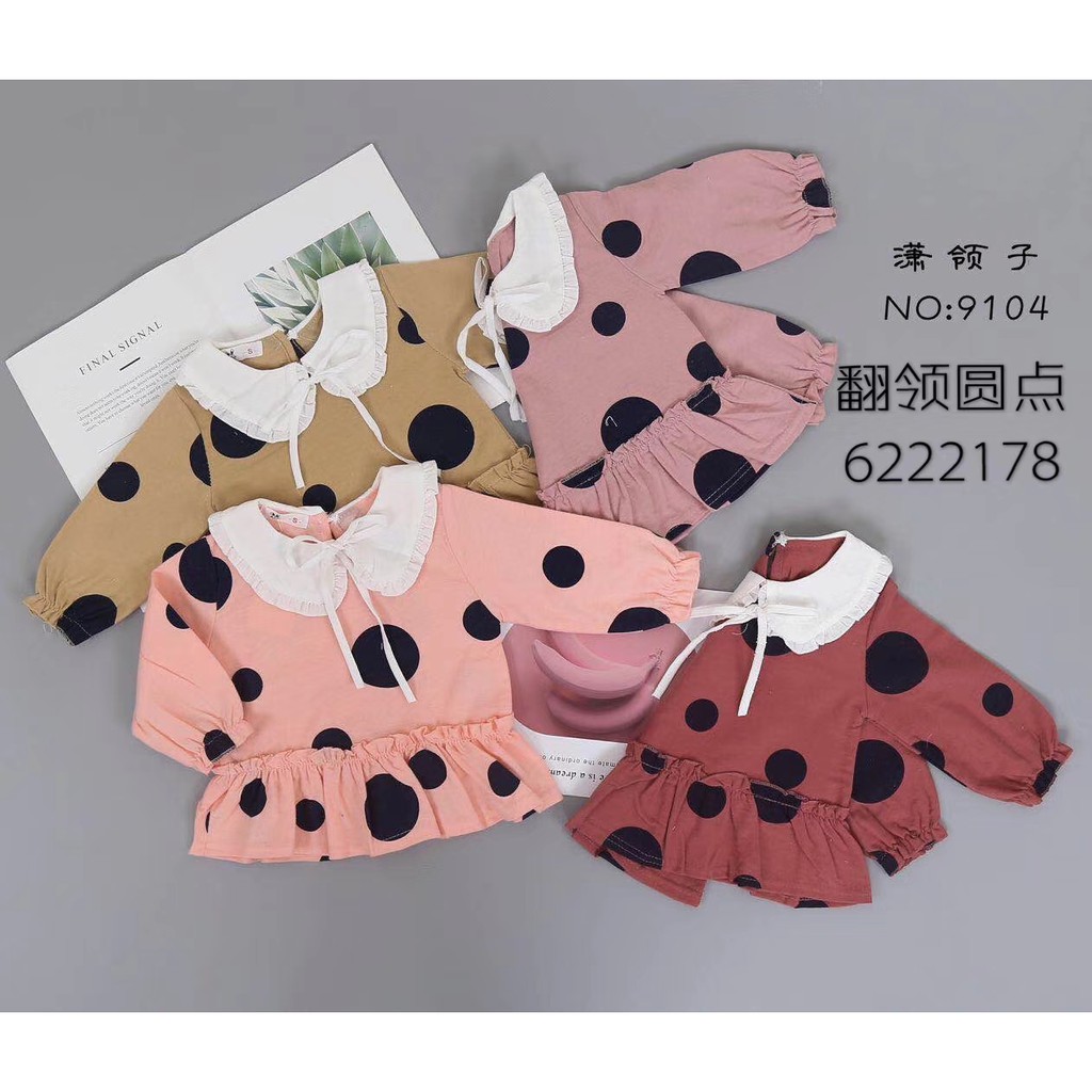 WHOLESALE (MUST CLICK 4 TIMES, NOT RETAILED) นําเข้า 9104 Polkadot Baby Blouse Tops uk 6-18m