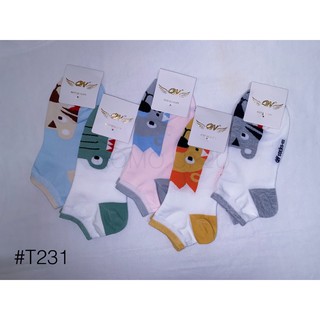 OW Socks ถุงเท้าข้อสั้น ลายผู้หญิง T230 ลายเดียวคละสี